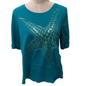 Chico’s Embellishes Starfish Tee Size 3
